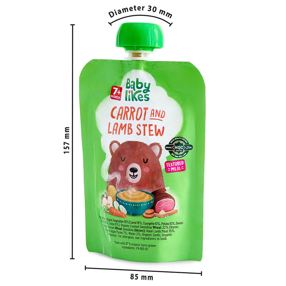 Babylikes - Halal Baby Puree Food Pouch - Carrot And Lamb Stew - 130 g