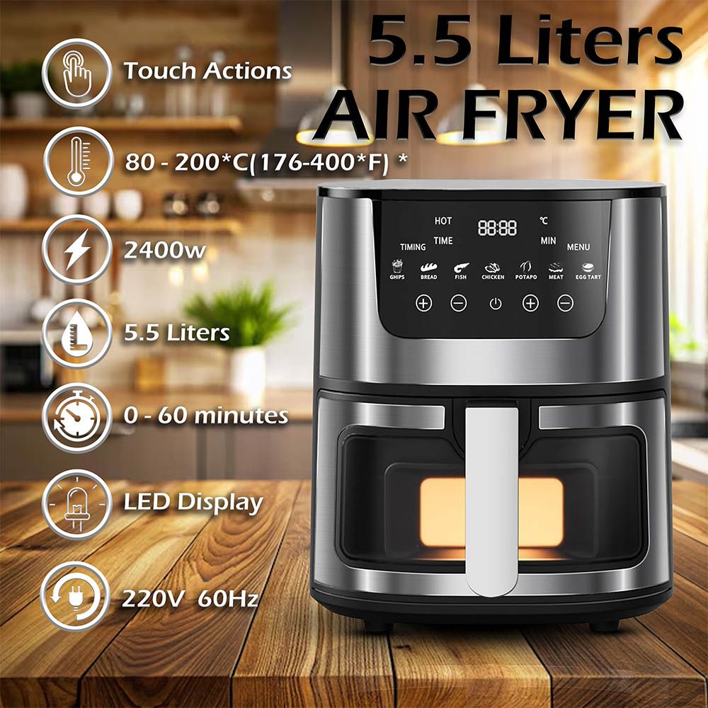 Jinou - Air Fryer w/Digital Temperature Control - 5.5 L - 2400 W