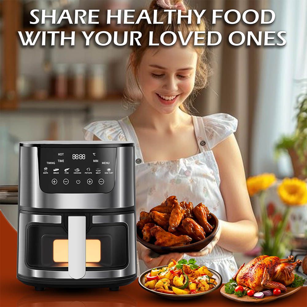 Jinou - Air Fryer w/Digital Temperature Control - 5.5 L - 2400 W