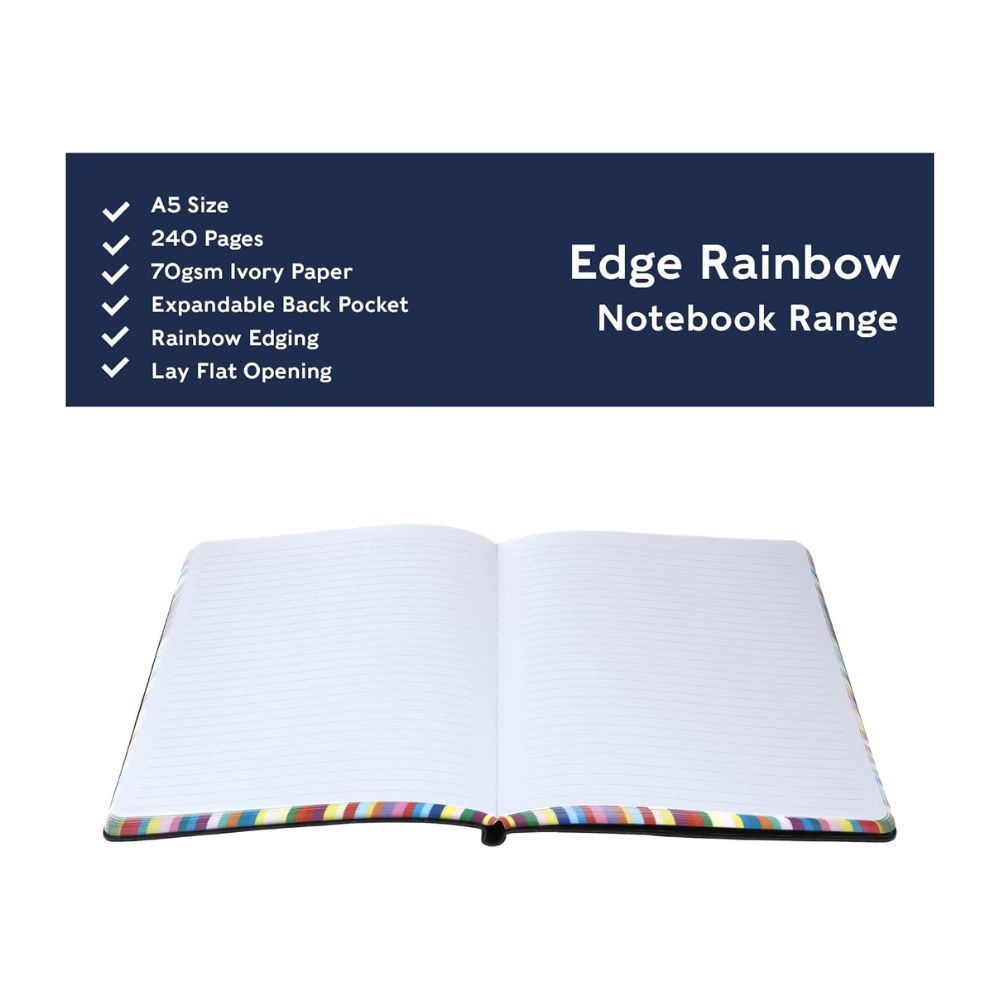 Collins - Edge Rainbow A5 Ruled Notebook - Charcoal