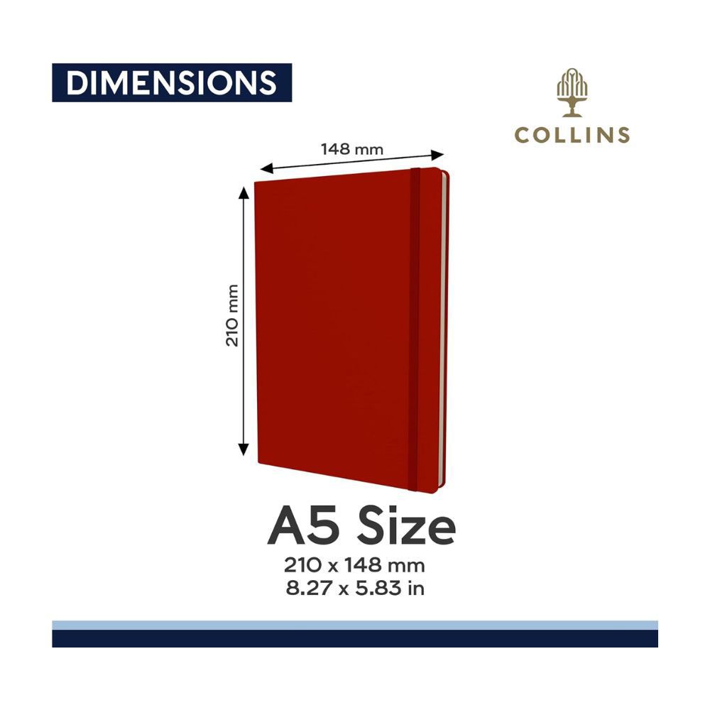 Collins - Legacy A5 Hard Cover Ruled Notebook - Red