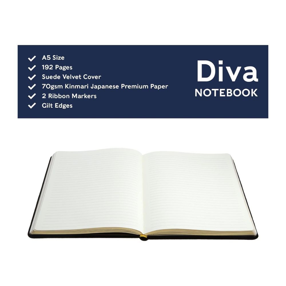 Collins - Diva A5 Luxe Ruled Notebook - Navy