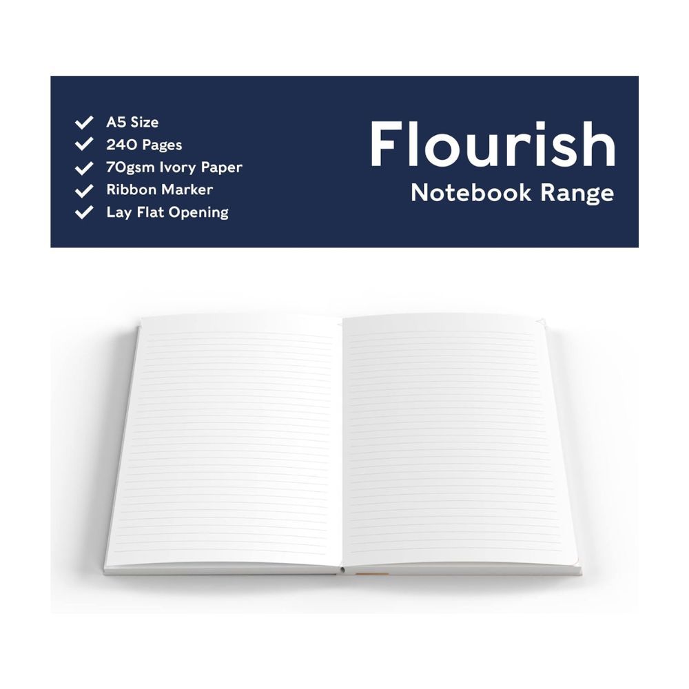 Collins - Flourish A5 Train Design Ruled Notebook - Black