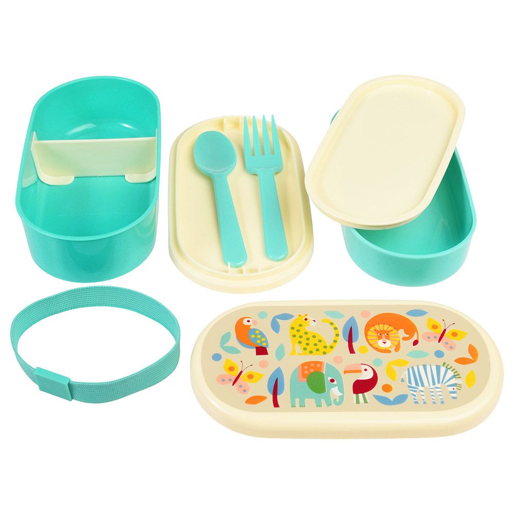 Rex London - 2 Compartment Wild Wonders Bento Box With Spoon and Fork