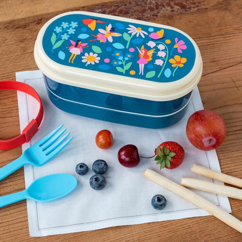 Rex London - 2 Compartment Fairies In The Garden Bento Box with Spoon and Fork