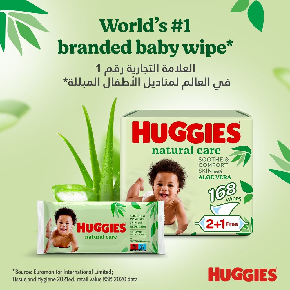 Huggies - Natural Baby Wipes, Aloe Vera Wipes - Pack of 12 - (672 Wipes)