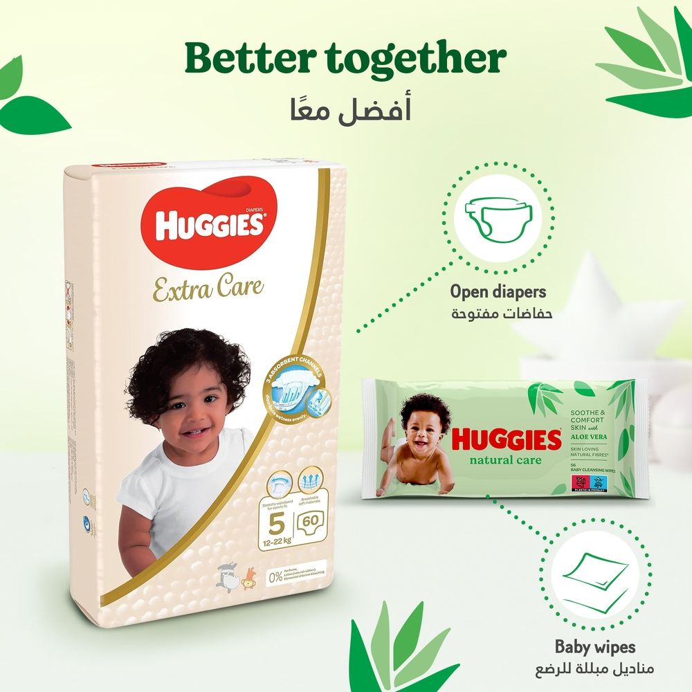 Huggies - Natural Baby Wipes, Aloe Vera Wipes - Pack of 12 - (672 Wipes)