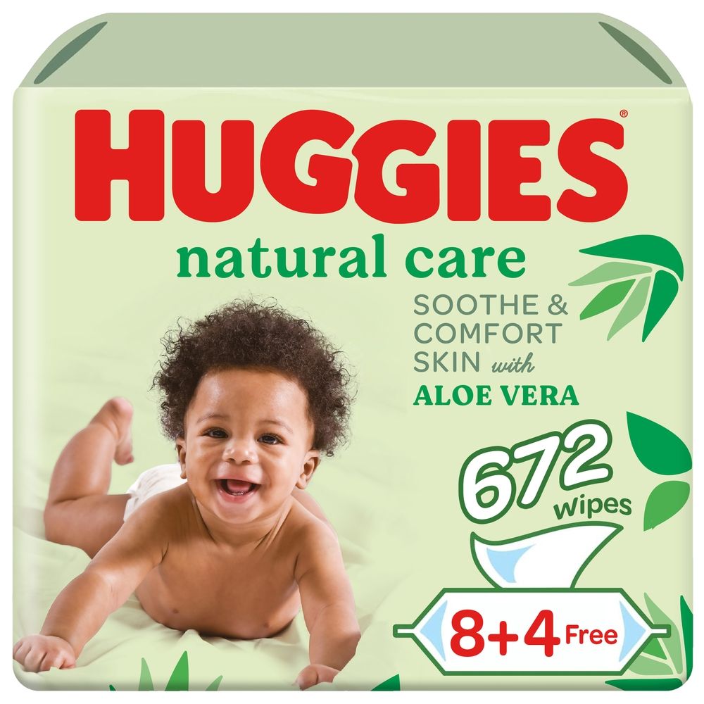 Huggies - Natural Baby Wipes, Aloe Vera Wipes - Pack of 12 - (672 Wipes)