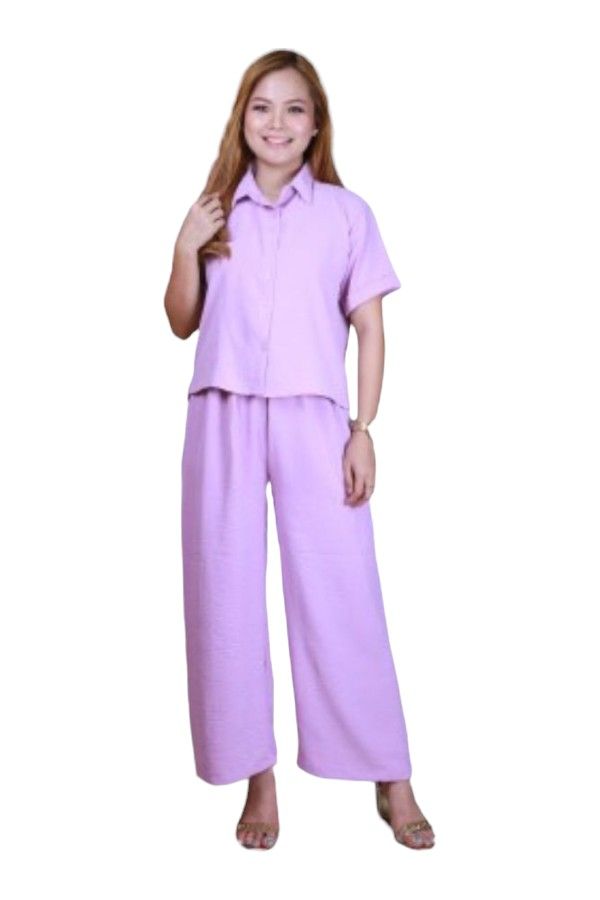 Veronica - Elegant Comfortable 2-Piece Co-ord Set - Purple