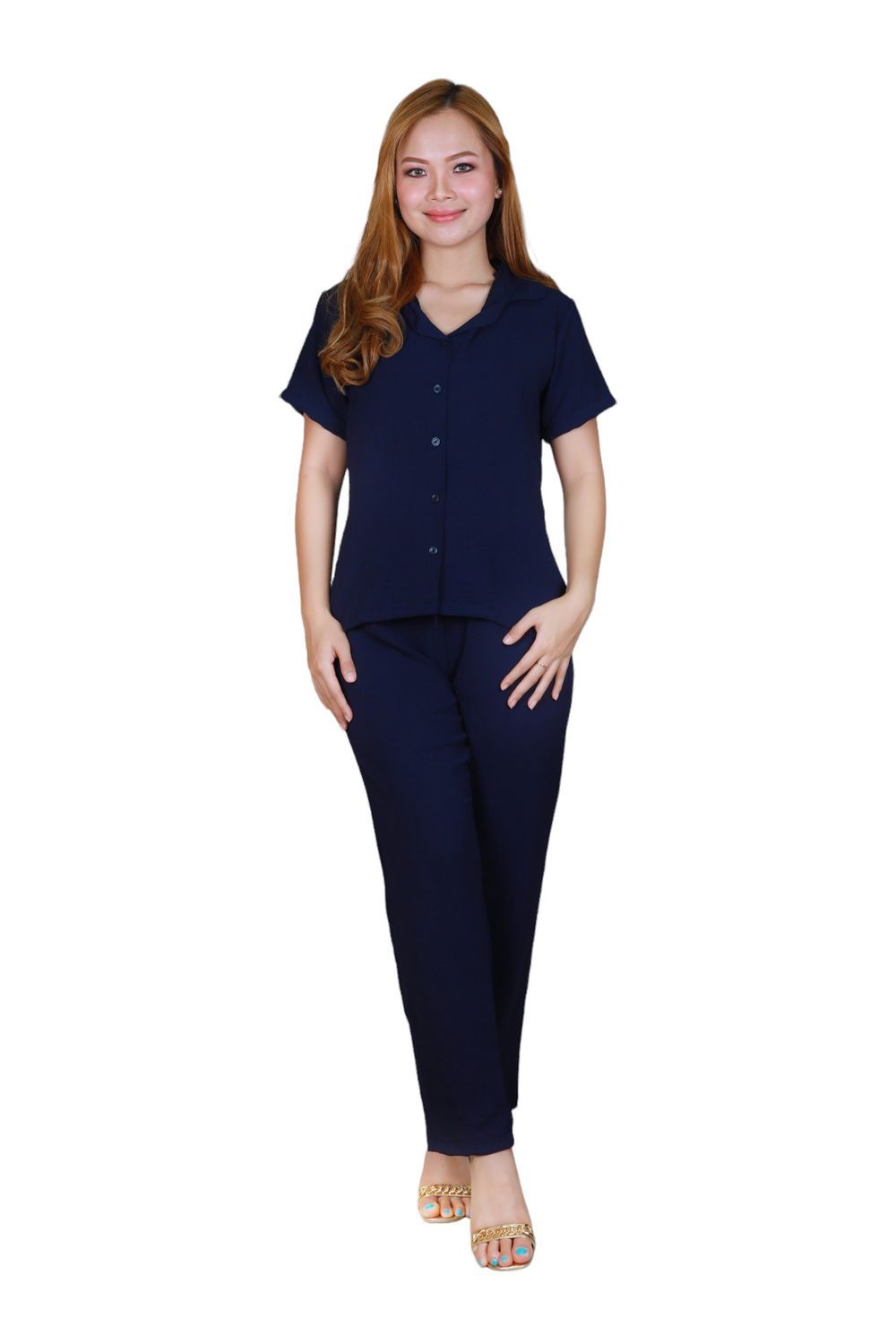 Veronica - Elegant Comfortable 2pc - Co-Ord Set - Navy