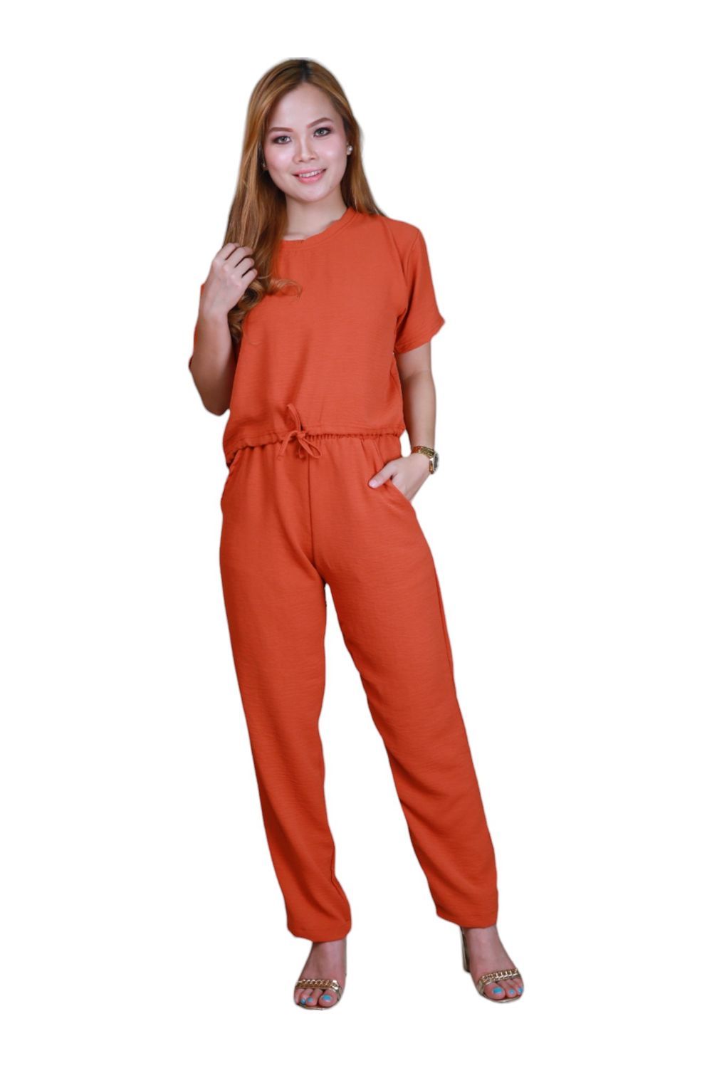 Veronica - Elegant Comfortable 2-Piece Co-ord Set - Rust