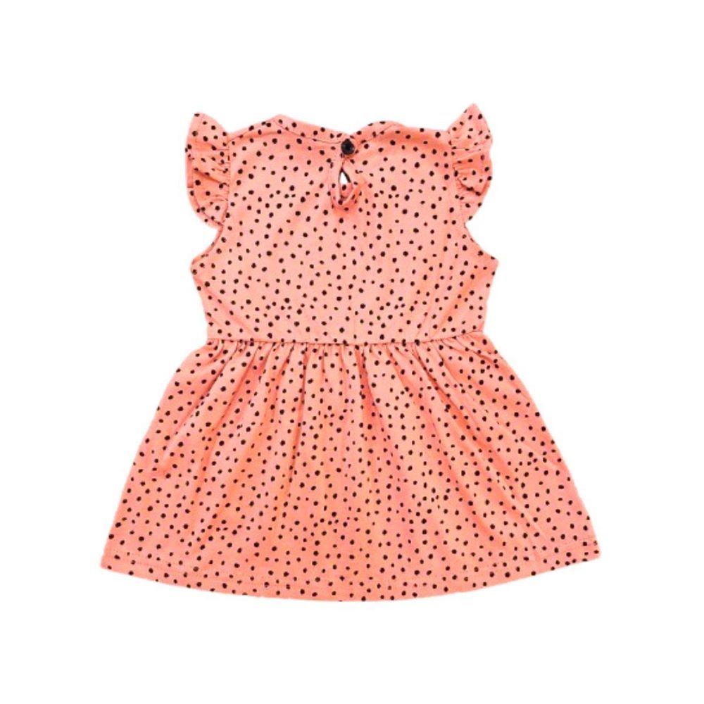 Veronica - Ruffle Sleeve Dress - Peach Polka Dot