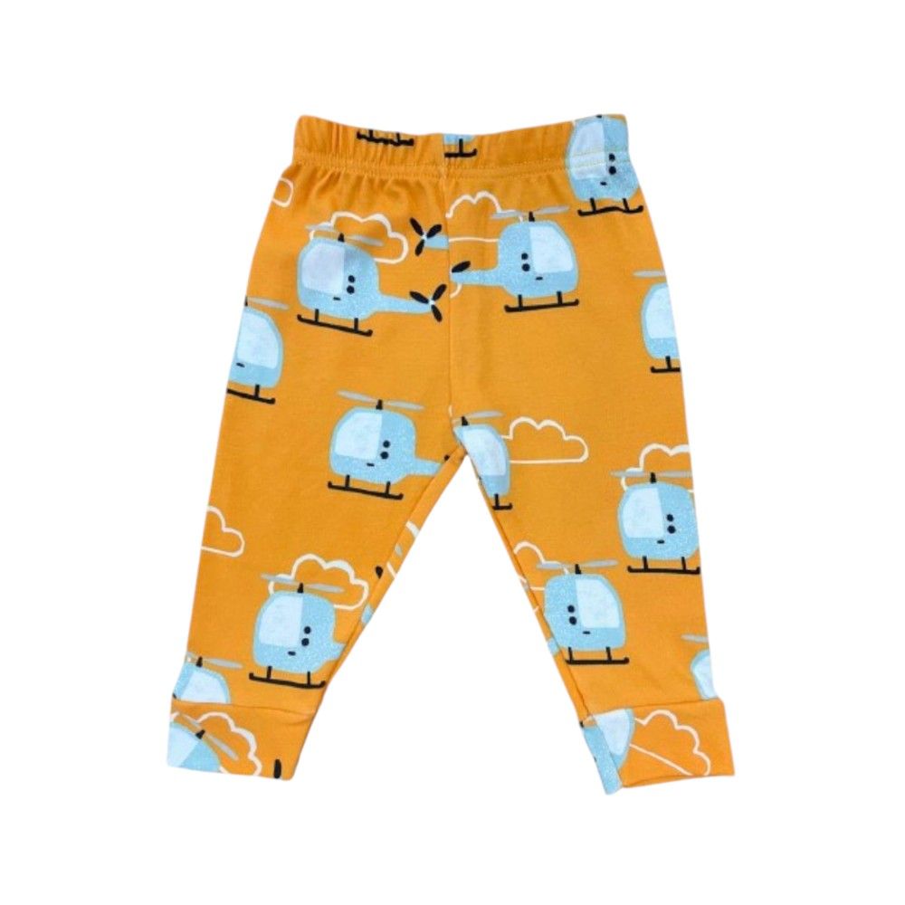 Veronica - Pyjama Set - Helicopter Print - Orange - 2 Pcs