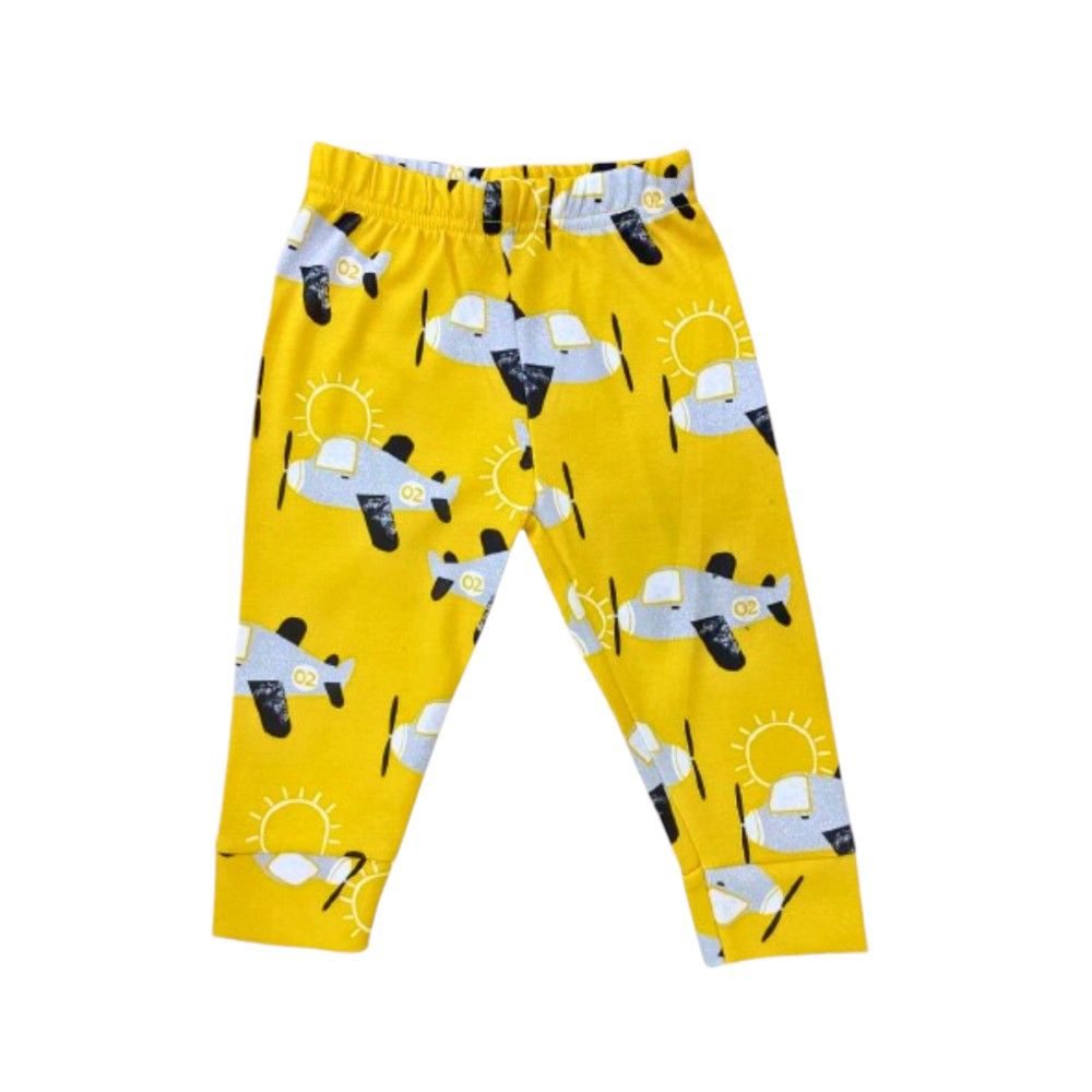 Veronica - Pyjama Set - Airplane Print - Yellow - 2 Pcs