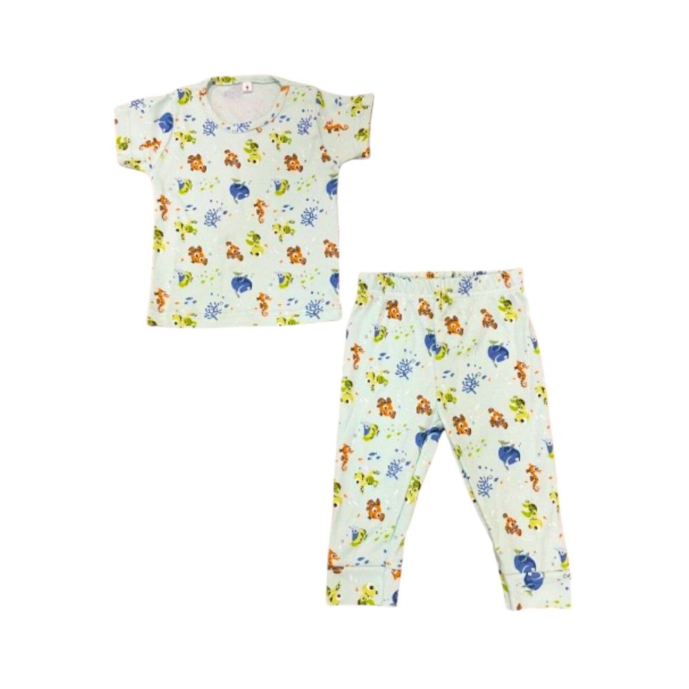 Veronica - Pyjama Set - Underwater Animal Print - White/Multi - 2 Pcs