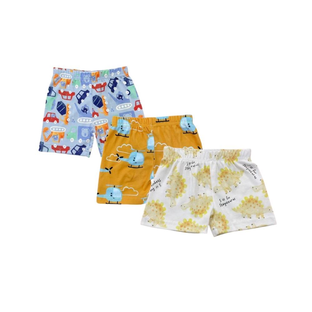 Vincent - 3pc-Set - Cars, Helicopter, & Dinosaur Print Shorts