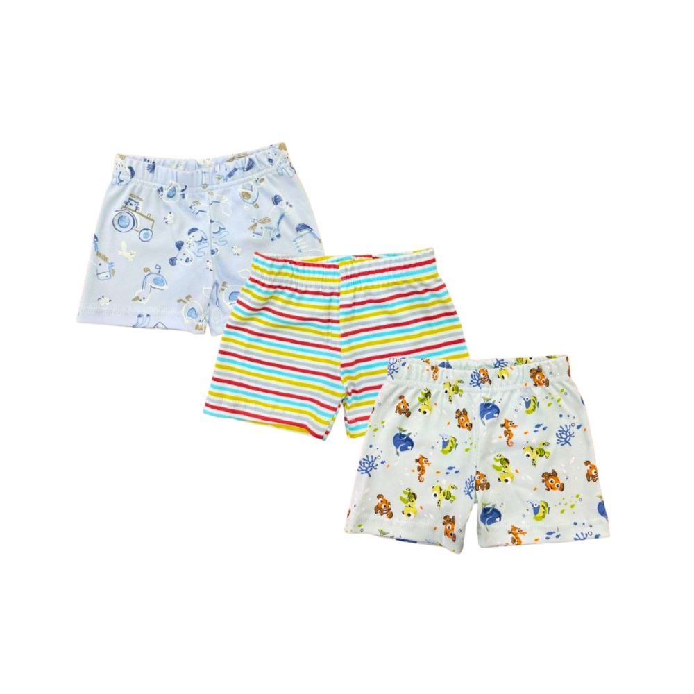 Vincent - 3pc-Set - Ocean Adventure, Rainbow Stripes, & Sea Animal Print Shorts