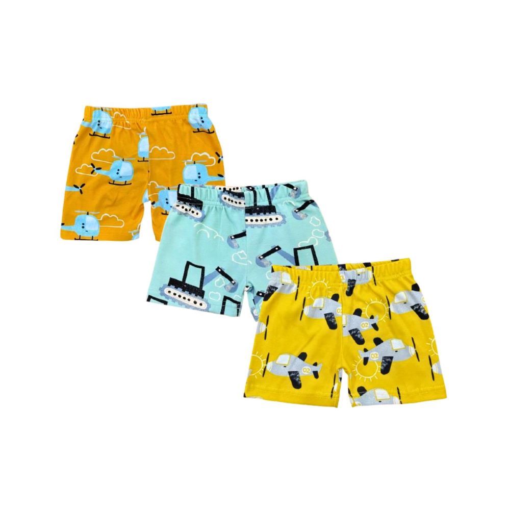 Vincent - 3pc-Set - Helicopter, Crane, & Airplane Print Shorts