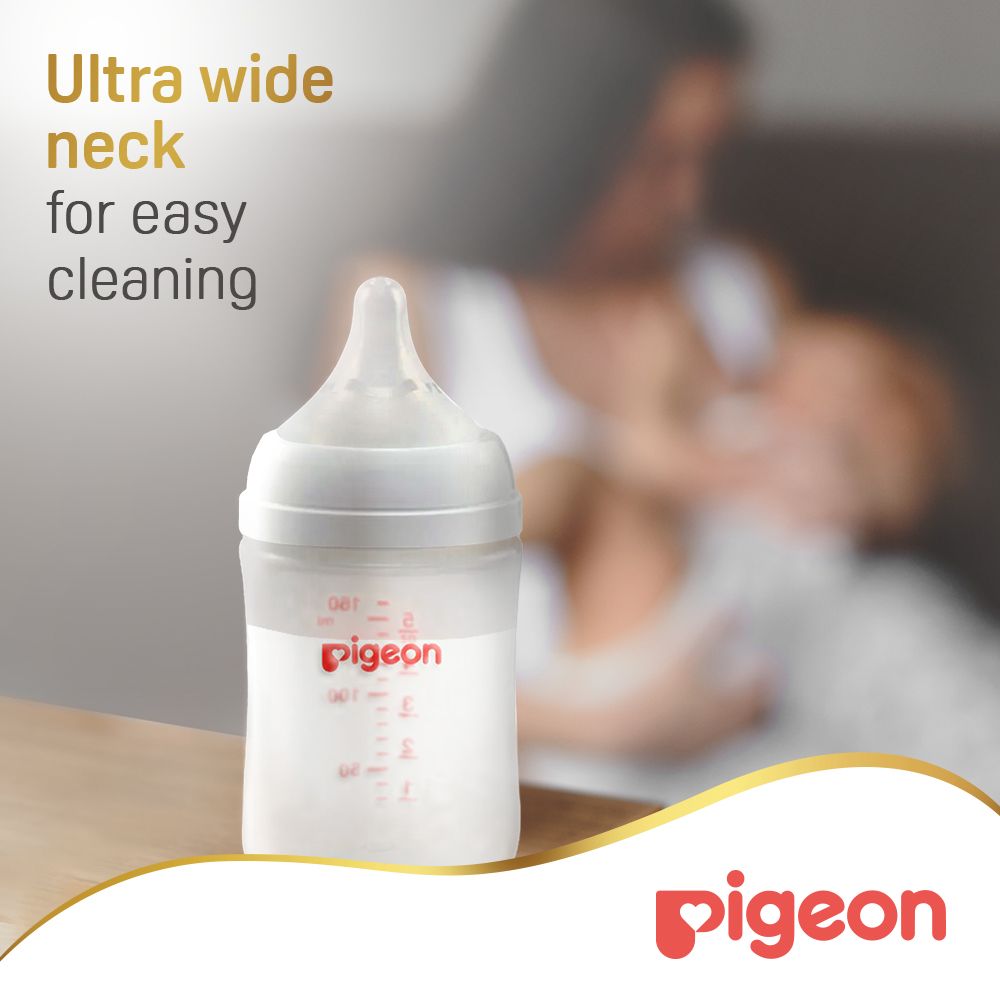 Pigeon - Softouch Wide Neck Feeding Bottle - White - 160 ml