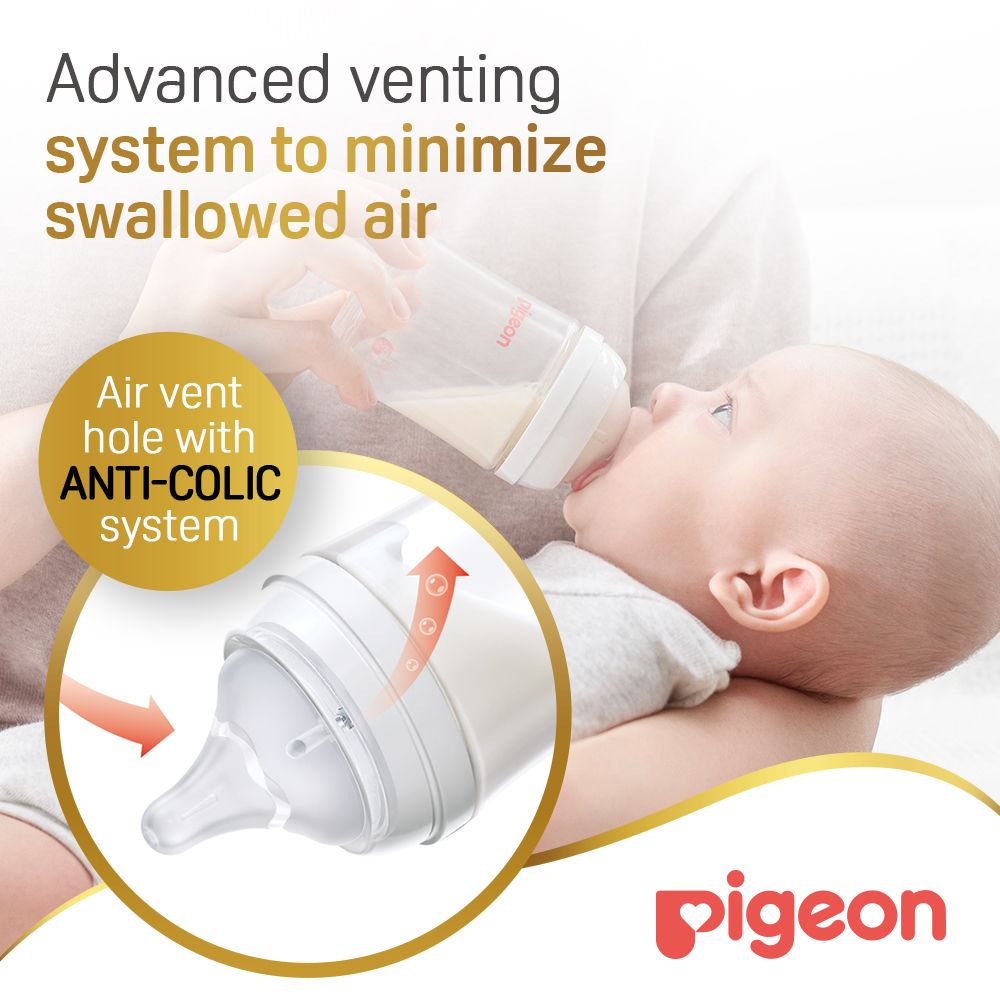 Pigeon - Softouch Wide Neck Feeding Bottle - White - 160 ml