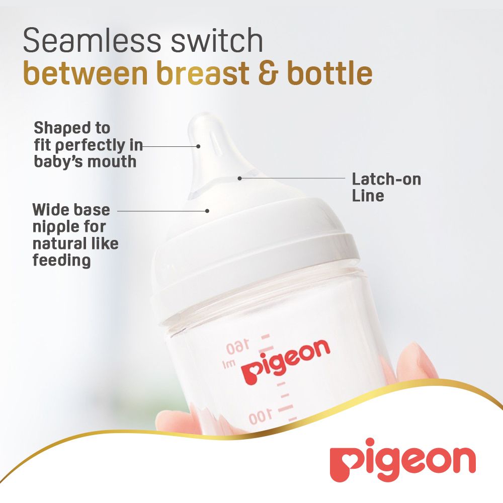 Pigeon - Softouch Wide Neck Feeding Bottle - White - 160 ml