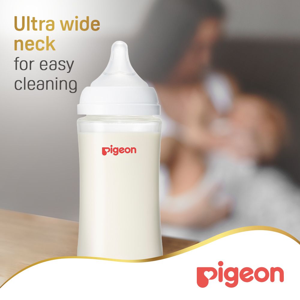 Pigeon - Softouch Wide Neck Feeding Bottle - White - 330 ml