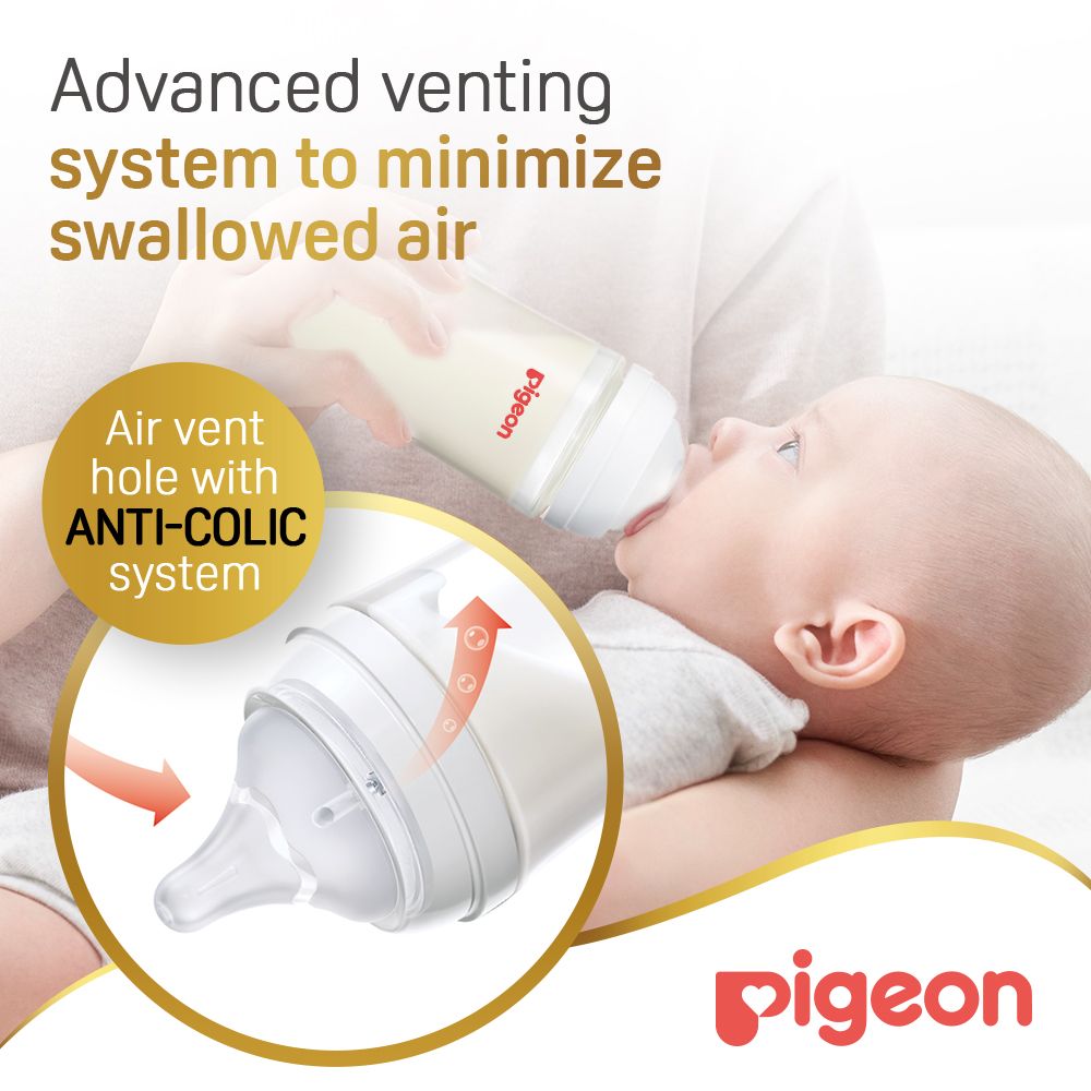 Pigeon - Softouch Wide Neck Feeding Bottle - White - 330 ml