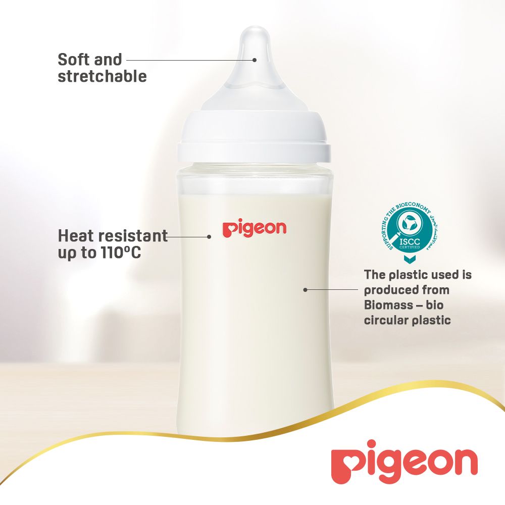 Pigeon - Softouch Wide Neck Feeding Bottle - White - 330 ml