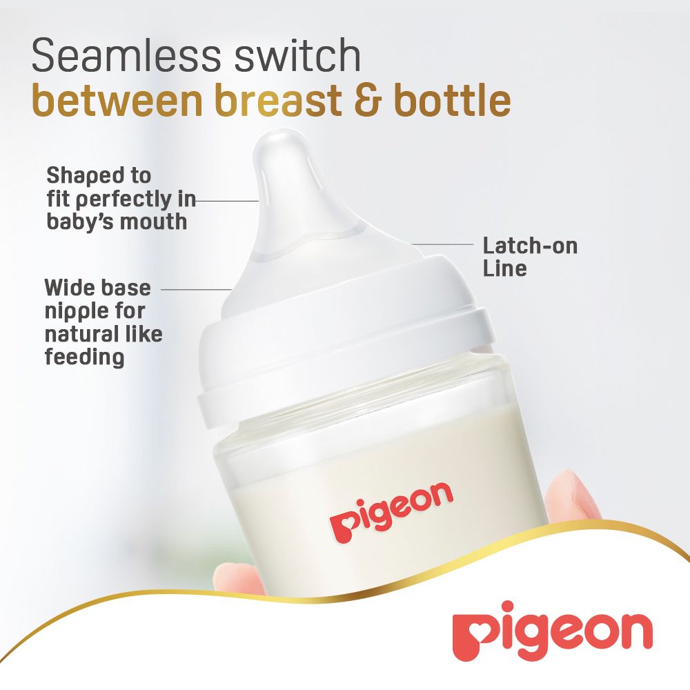 Pigeon - Softouch Wide Neck Feeding Bottle - White - 330 ml