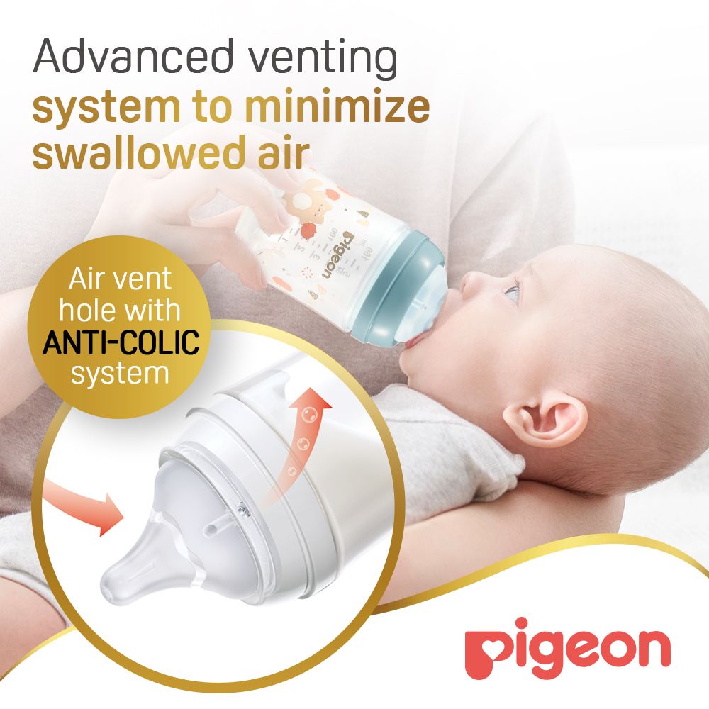 Pigeon - Softouch Wide Neck Feeding Bottle - Cat - 160 ml