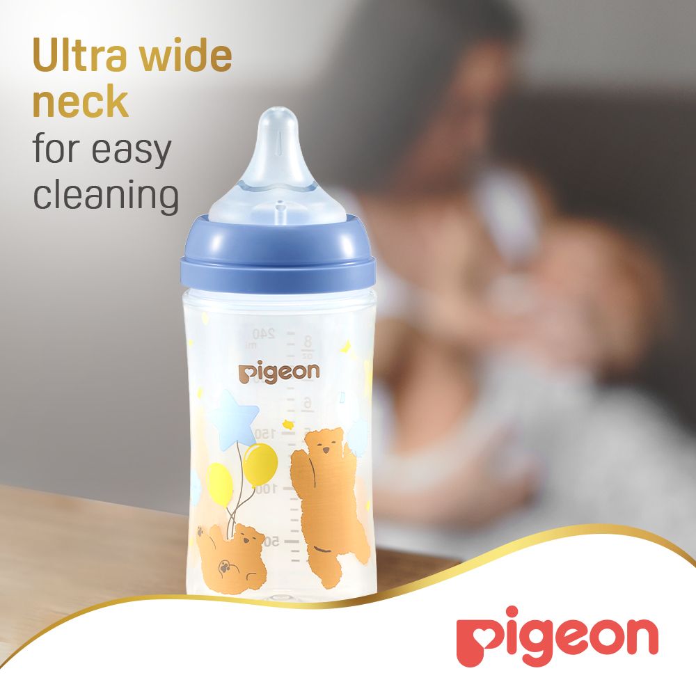 Pigeon - Softouch Wide Neck Feeding Bottle - Bear - 240 ml