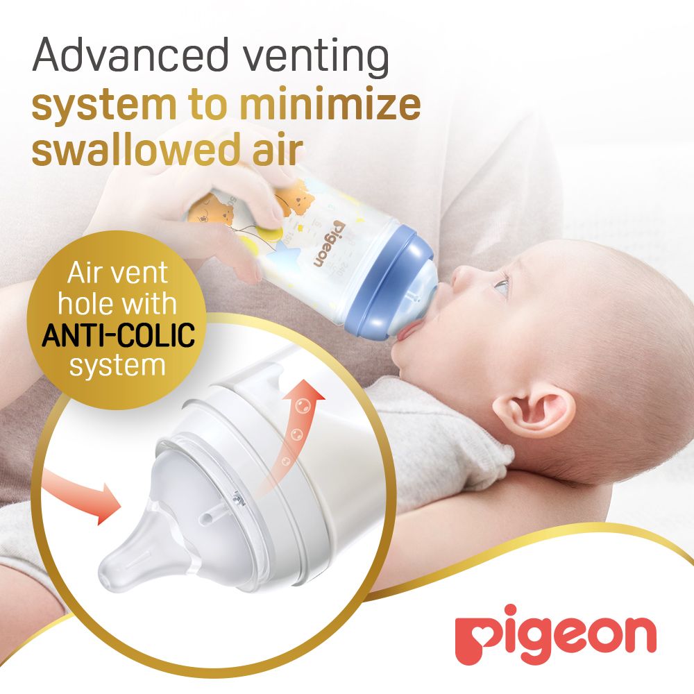 Pigeon - Softouch Wide Neck Feeding Bottle - Bear - 240 ml