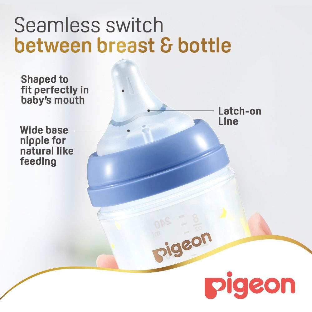 Pigeon - Softouch Wide Neck Feeding Bottle - Bear - 240 ml