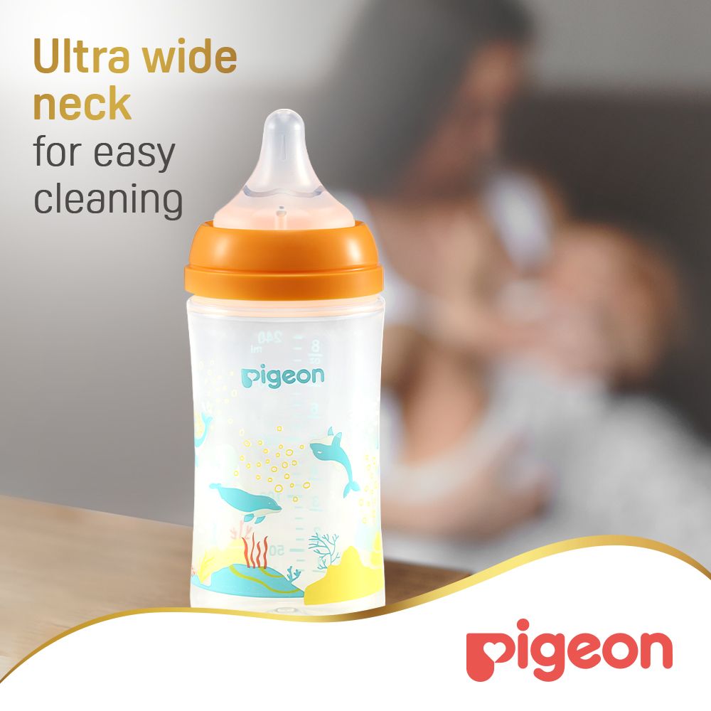 Pigeon - Softouch Wide Neck Feeding Bottle - Dolphin - 240 ml