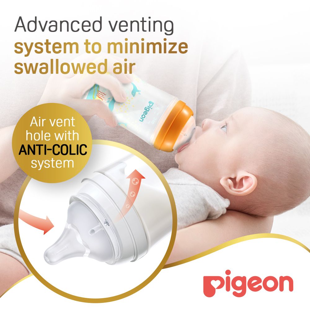 Pigeon - Softouch Wide Neck Feeding Bottle - Dolphin - 240 ml