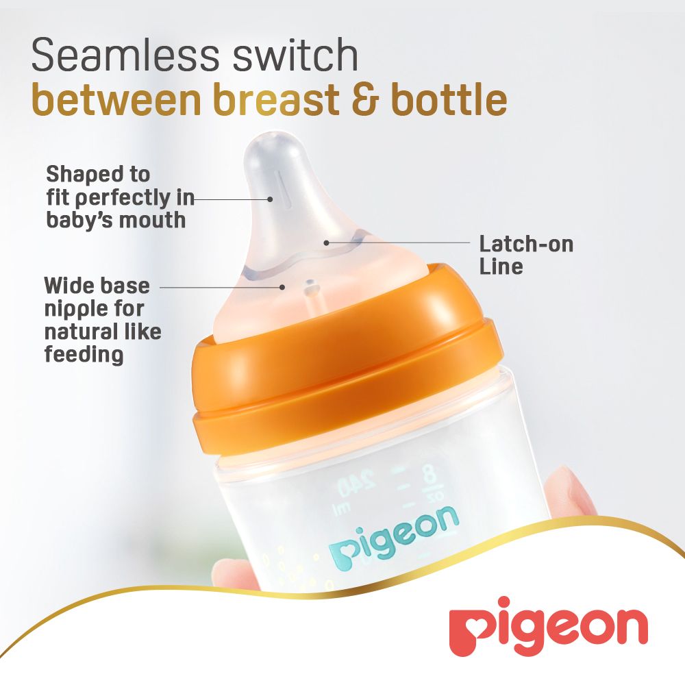 Pigeon - Softouch Wide Neck Feeding Bottle - Dolphin - 240 ml