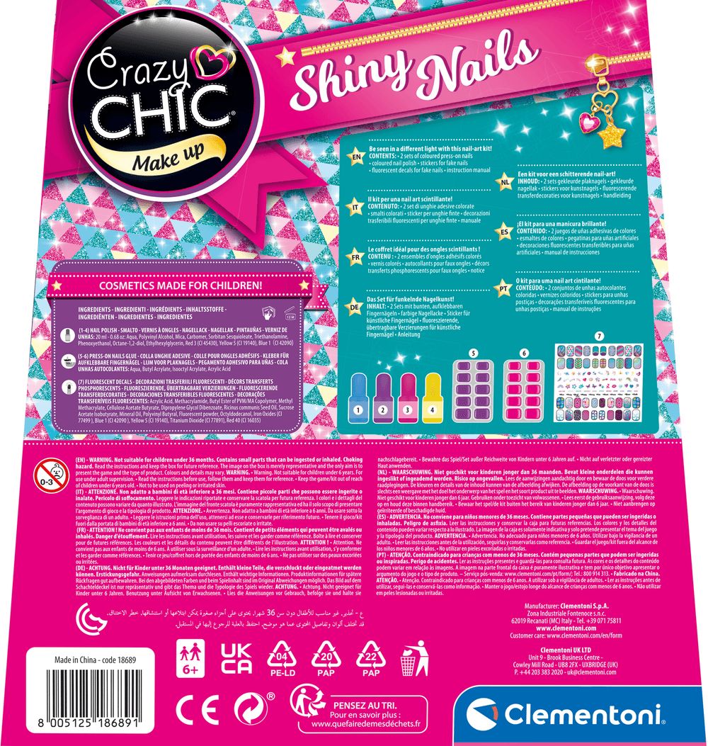 Clementoni - Crazychic Shiny Nails & Polish Toy Set