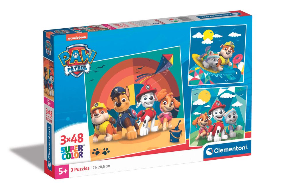 Clementoni - Paw Patrol Beach Super Color Jigsaw Puzzle Set - 48 Pcs - Pack of 3