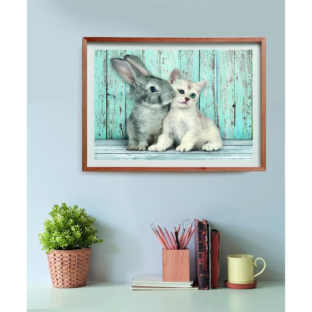 Clementoni - HQC Cat And Bunny Puzzle With Poster - 500 Pcs