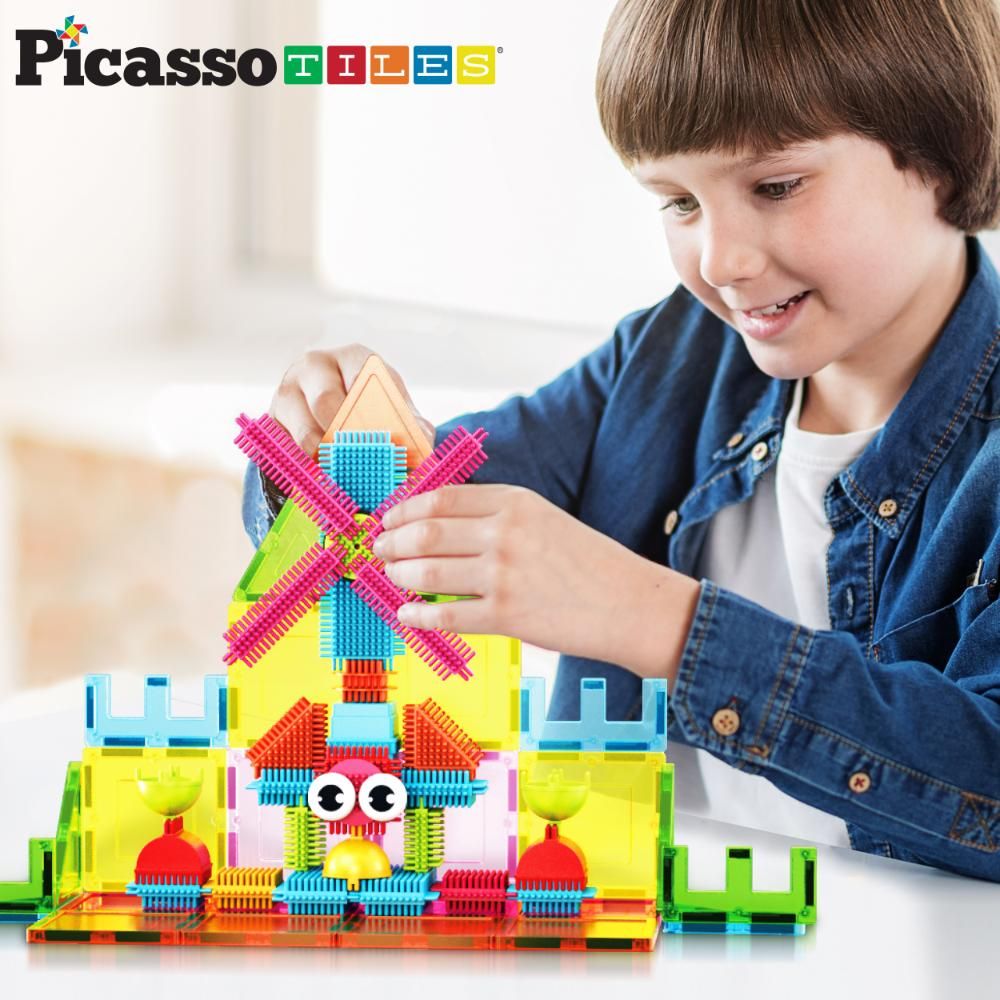 Picasso Tiles - Magnetic Tiles W/ Hedgehog Building Block Set - 75Pcs