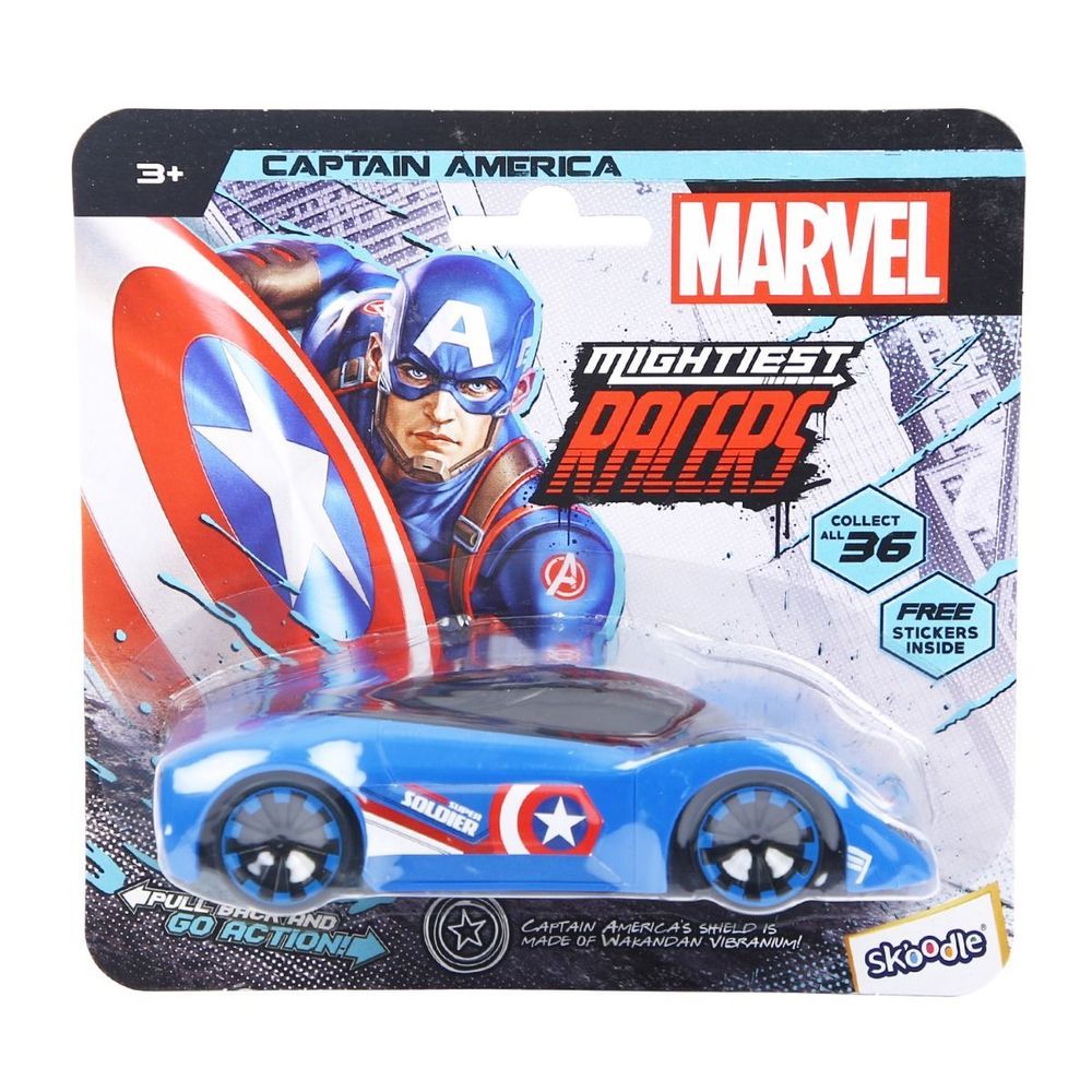 Marvel - Super Soldier Pull Back Racer Car - Captain America - Blue