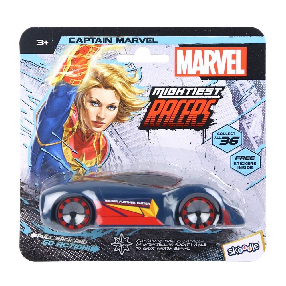 Marvel - Higher Further Faster Pull Back Racer Car - Captain Marvel