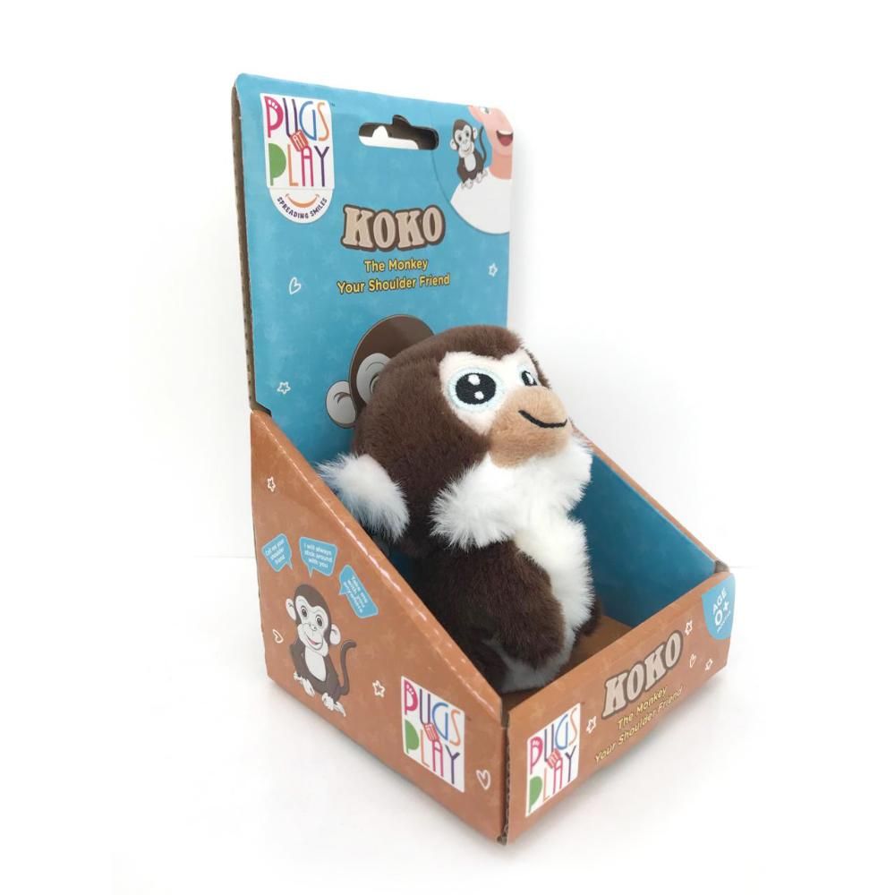 Pugs At Play - Shoulder Buddy Koko The Monkey Pluh Toy - 4-Inch