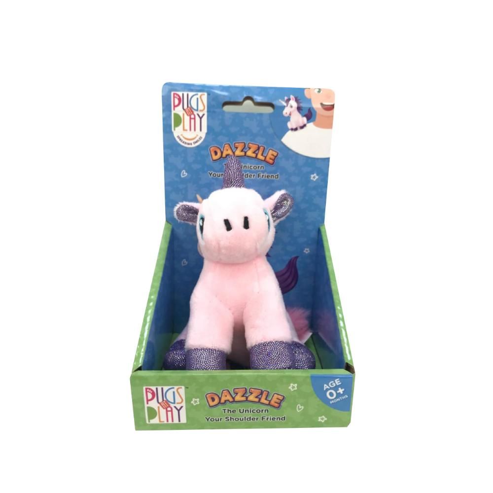 Pugs At Play - Shoulder Buddy Dazzel The Unicorn Plush Toy - 4-Inch