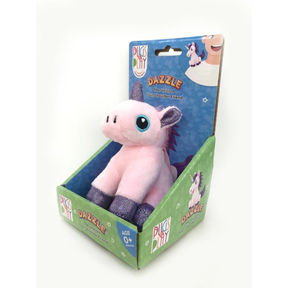 Pugs At Play - Shoulder Buddy Dazzel The Unicorn Plush Toy - 4-Inch