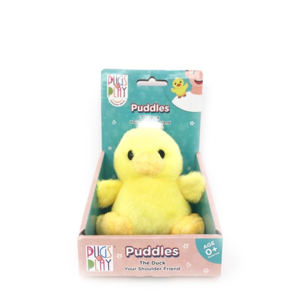 Pugs At Play - Shoulder Buddy Puddles The Duck Plush toy - Yellow - 4-Inch