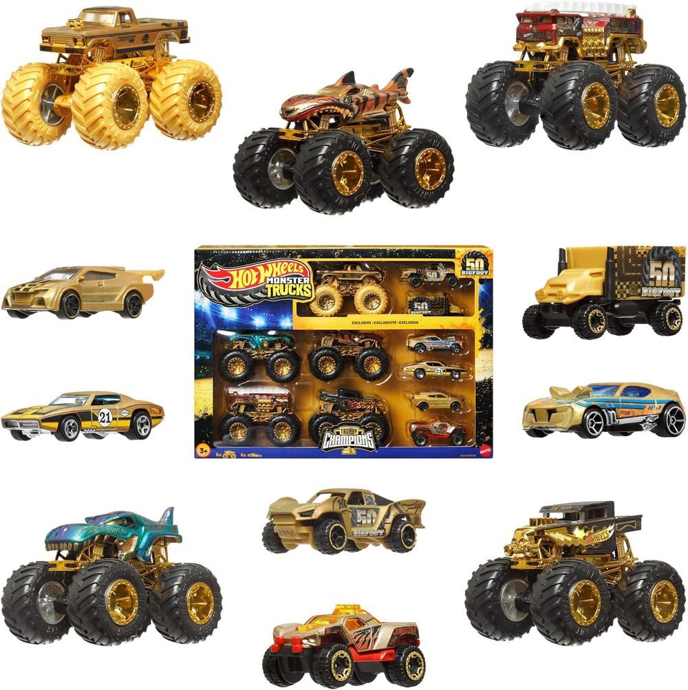 Hot Wheels - Monster Trucks 1:64 Bigfoot Car & Truck Multipack