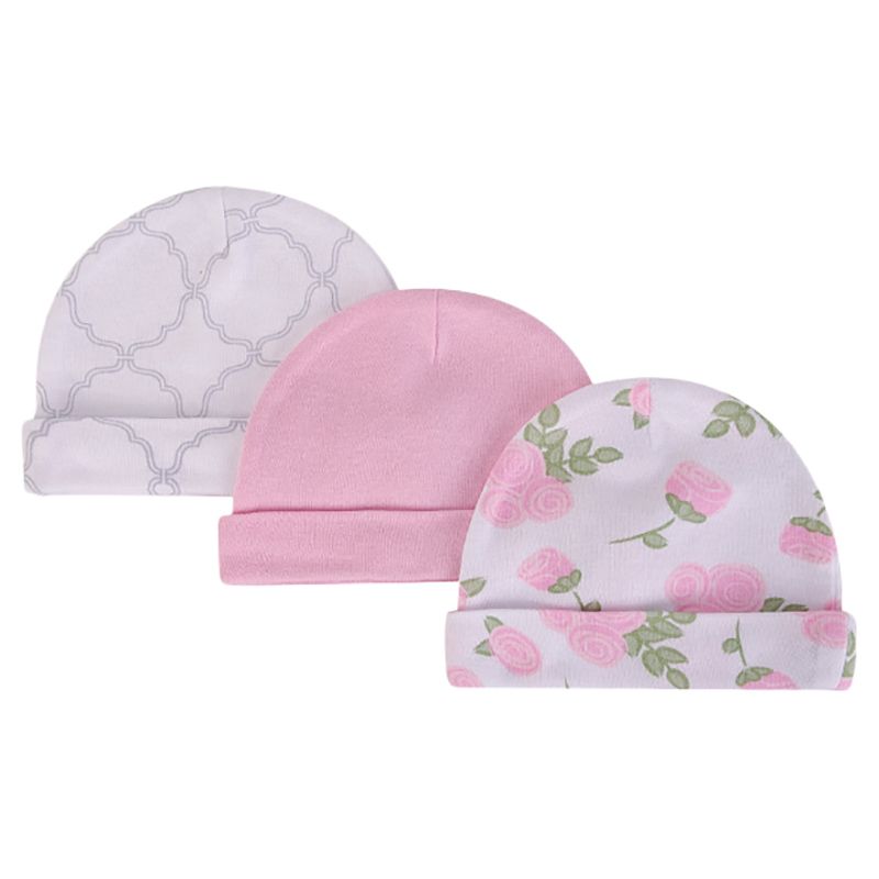 Hudson Childrenswear - 3pc-Set - Baby Girls Beanie Caps - Rosie