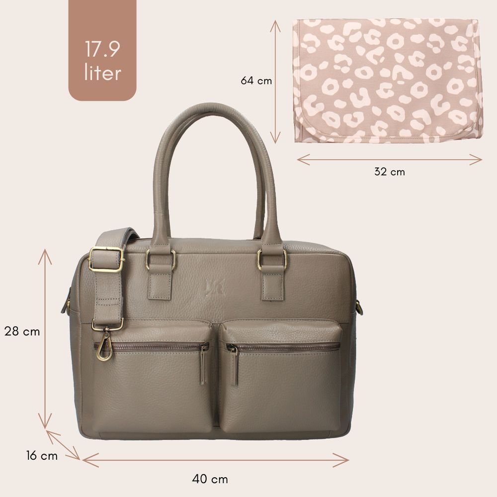 Kidzroom - Care Vienna Lovely Leather Diaper Bag - Taupe