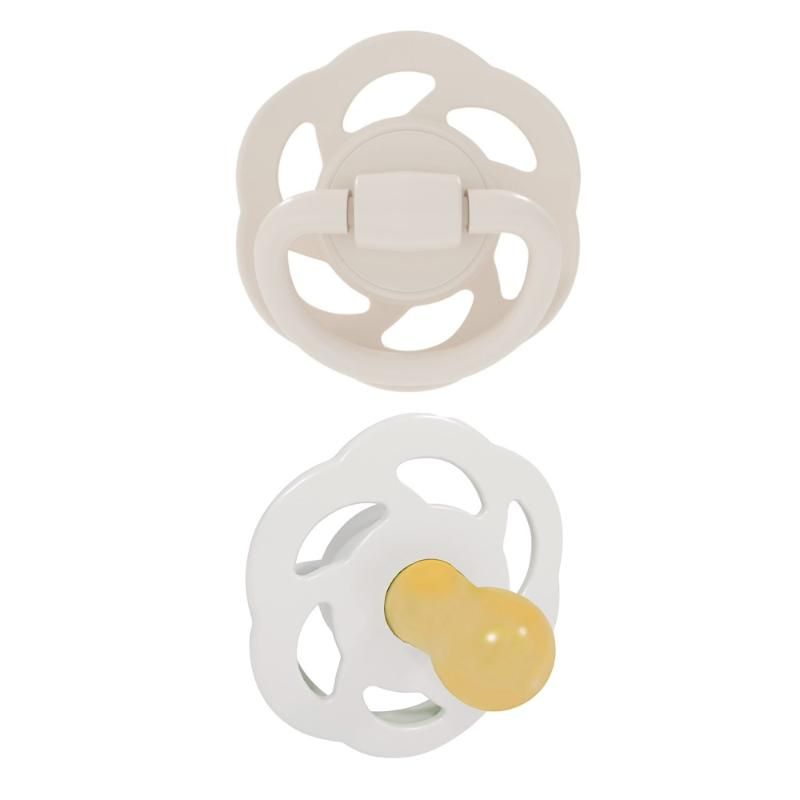 Nip - Newborn Cherry Round Latex Eco-Friendly Soother - 2pc - Grey/Brown